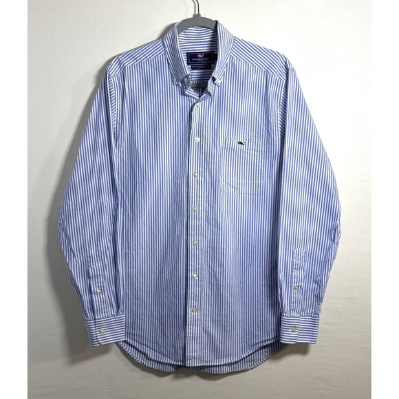 Vineyard Vines Other - Vineyard Vines Men's Size Medium Slim Fit Tucker Shirt Blue White Stripe Pocket
